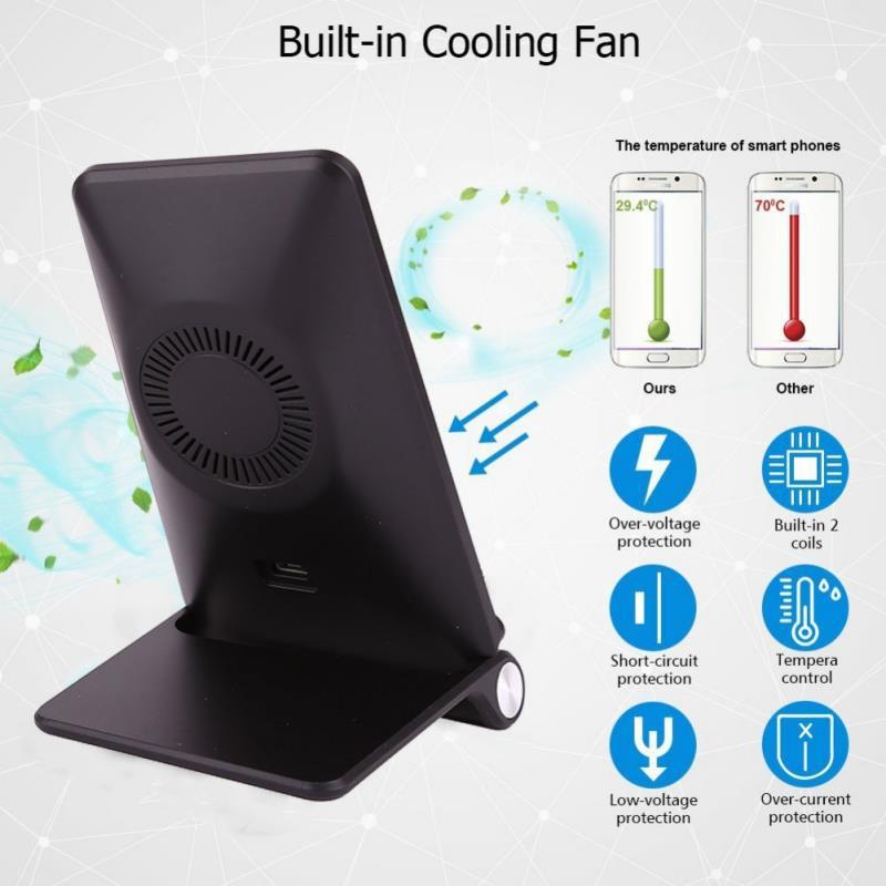 Qi Wireless Fast Charger with Built-In Cooling Fan